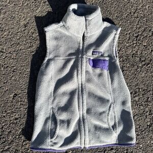 Patagonia Women's Small Polartec Retool Zip Fleece Vest Purple Grey